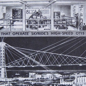 Chicago, Illinois. The Sky Ride-A Century of Progress Exposition-Otis Elevators Service-1933. Leia a descrição.