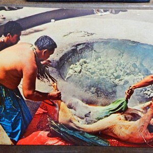 United Airlines-Luau is met varken gekookt in de Imu(oven)Hot Stones.