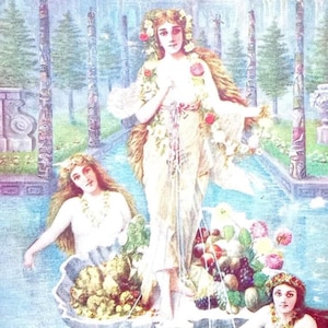 C Une peinture allégorique Holland-Alaska-Yukon-Pacifique (reproduction). Copyright 1908. Les coins sont arrondis.