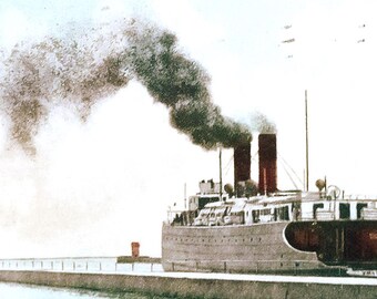 Cartão postal vintage de Milwaukee de 1911: Carferry "Grand Haven"