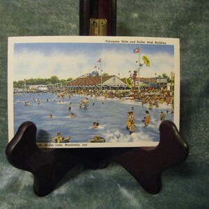Monticello, Indiana. Shafer Lake-Indiana strand-rodelbaan, rolbaan gebouw-als nieuw ansichtkaart, nooit gebruikt.