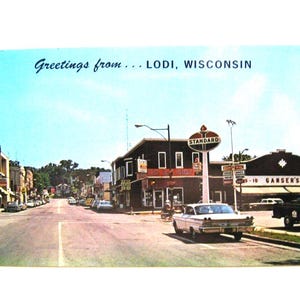 Lodi, Wisconsin. Groeten-huis van "Suzy the Duck" uit de jaren 50