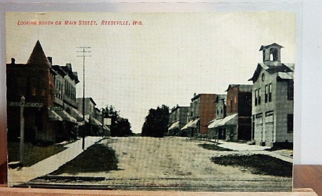 PC of Main Street in Reeseville, Wisconsin. 1900 Etsy