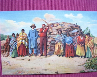 Índios Navajos em casa. Década de 1940