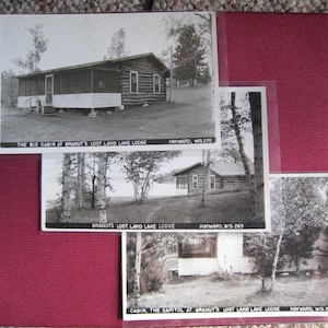 Hayward, Wisconsin. Barndt's Lost Land Lake Lodge - 3 RPPC 1952, 53, 54.