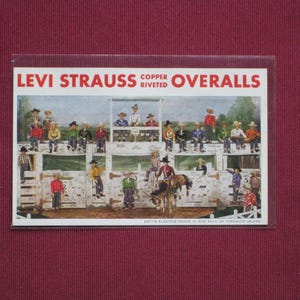 Seltene Levi Strauss Kupfer genietet Overhalls-Levi's Electric Rodeo-The Talk of Treasure Island-1939. Beschreibung lesen.