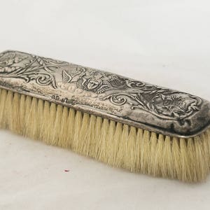 Antique Silver Cloth Brush, Art Deco Cloth Brush, 1800s HM Silver Cloth Brush, Rare Gift For Her, Angel Faced Silver Brush, Christmas Gift