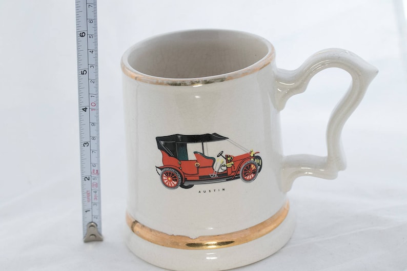 Vintage Porcelain Beer Mug, 24 Carat Gold Plated Mug, Prince WIlliam Austin Car Mug, Collectable Bar Ware, Metal Home Decor, Christmas Gift image 5