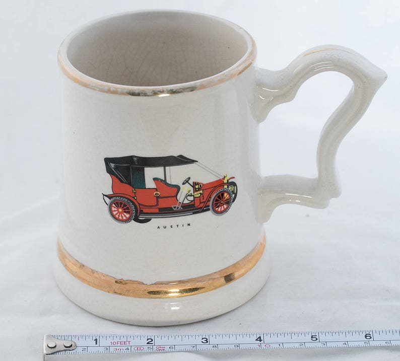 Vintage Porcelain Beer Mug, 24 Carat Gold Plated Mug, Prince WIlliam Austin Car Mug, Collectable Bar Ware, Metal Home Decor, Christmas Gift image 6