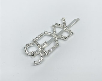 SEXY Silver Rhinestone Hair Clip / Bobby Pin