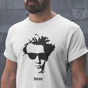 Soren Kierkegaard Óculos de Sol Retrato Camiseta Filosofia Unissex de Manga Curta