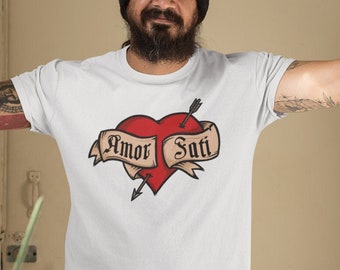 Amor Fati Heart - T-shirt unisexe pour les fans de philosophes, stoïciens et Nietzsche