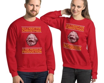 Karl Marx - All I Want For Christmas is The Means of Production - Ugly Christmas Sweater