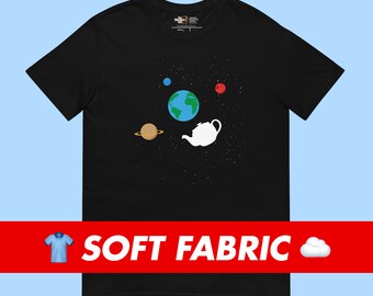 Russell's teapot floating in space t-shirt for philosophy teachers students professors books logic philosophers gift astrology astronomy