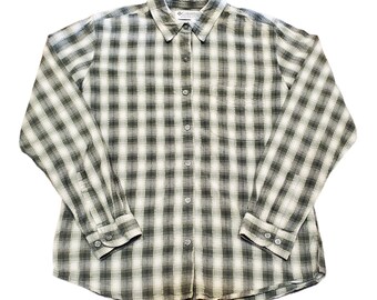 1990s Columbia Plaid Seersucker Button Up Longsleeve Shirt Size M