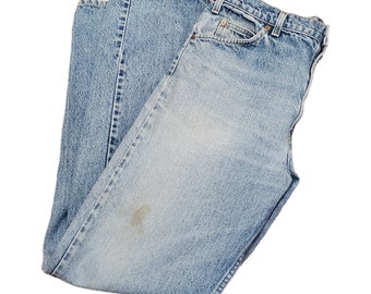 1990s Levi's 505 Orange Tab Blue Denim Jeans Size 34x33
