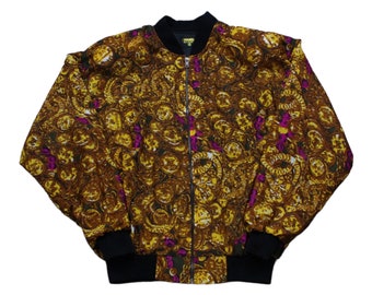 1980s Chanel Boutique Coins and Chains Silk Bomber Jacket Size L/XL