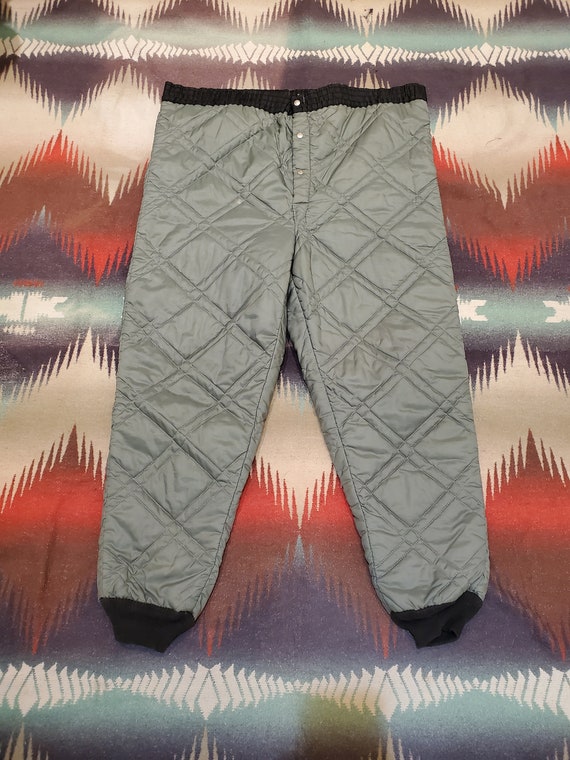 1970s Sage Green Quilted Liner Pants Made in USA Size… Gem