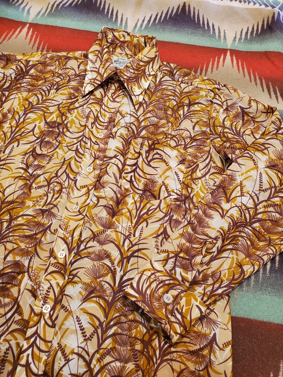 1970/1980s Kmart Plant Floral Print Polyester Disco S… Gem