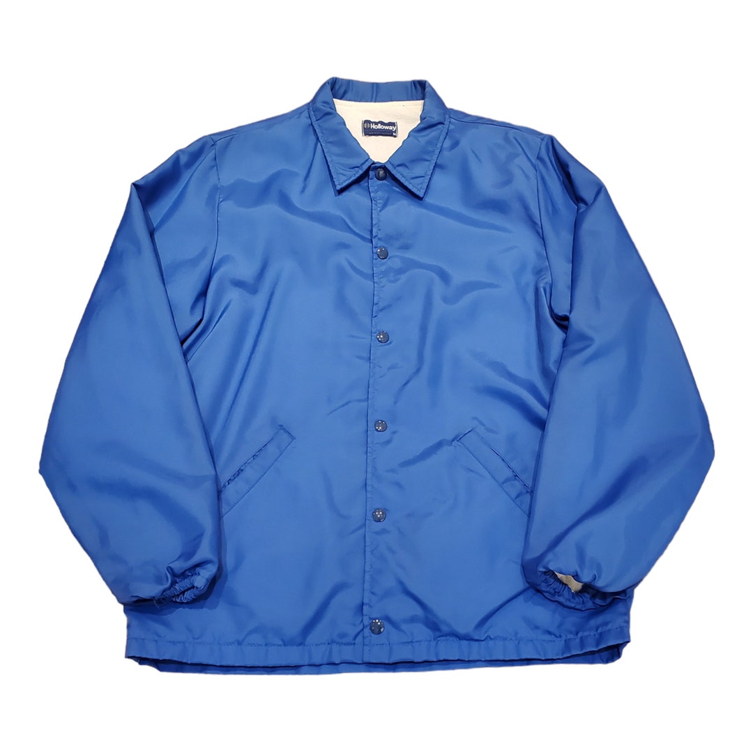 1990s Holloway Blue Nylon Coaches Jacket Made in USA Size M/L Etsy