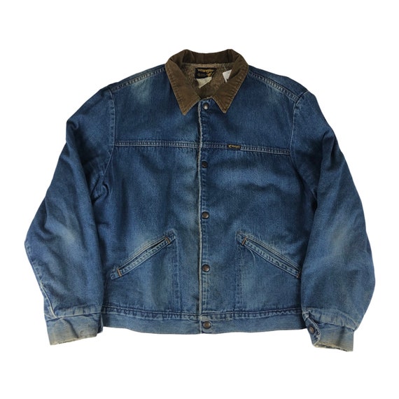 Vintage 1980s Wrangler Sherpa Lined Denim Jacket M