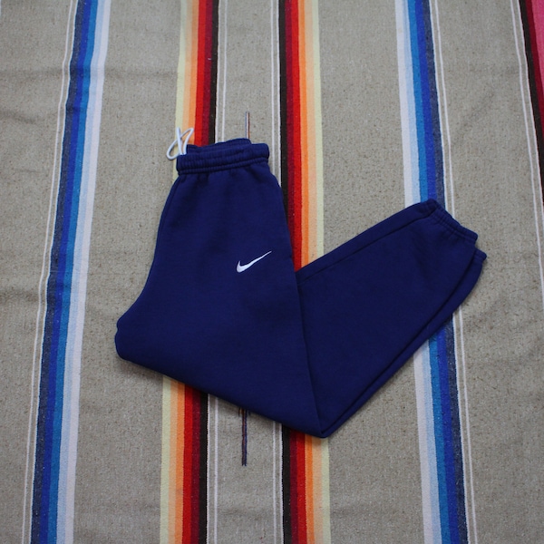 1990s Nike Mini Swoosh Navy Blue Sweatpants Size 22-30