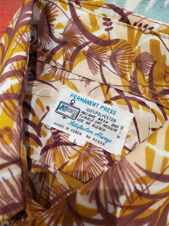 1970/1980s Kmart Plant Floral Print Polyester Disco S… Gem