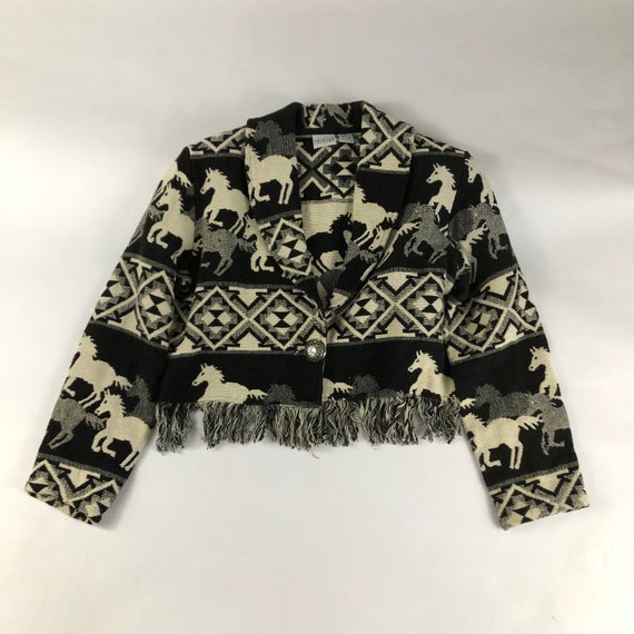 Vintage Cropped Horse Tapestry Jacket