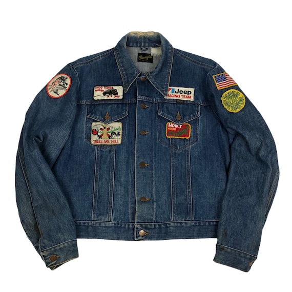 Vintage 1970s Wrangler Denim Jacket with Patches M