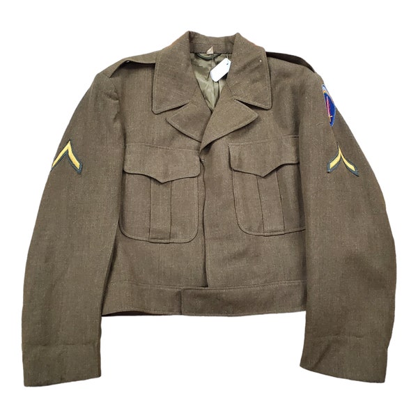 Veste d'officier en laine de l'armée américaine des années 1950, 1952, veste Eisenhower, patchs privés SHAEF fabriqués aux États-Unis, taille xs/s