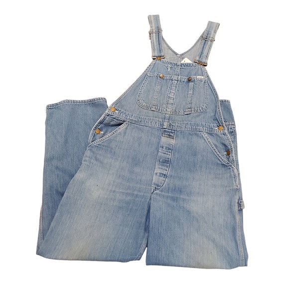 1970s Lee Faded Denim Overalls Made in USA Size 35x28… - Gem