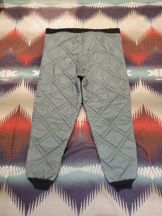 1970s Sage Green Quilted Liner Pants Made in USA Size… Gem