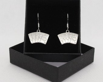 Royal Flush / poker cards - Sterling Silver fish hook dangle & drop earrings with Tibetan silver charm