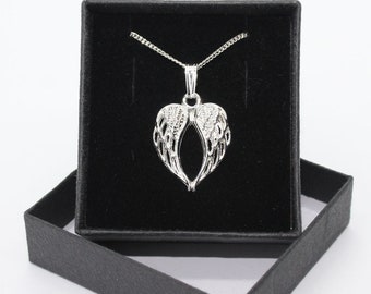 Angelic Angel Wing - Sterling Silver curb chain necklace with Tibetan Silver pendant