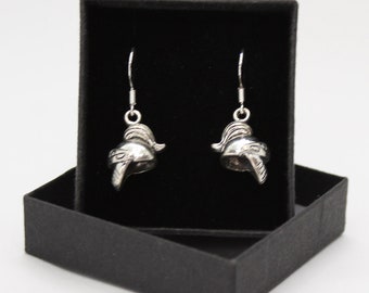 Medieval Knight's Helmet - Sterling Silver fish hooks with Tibetan silver drop earrings