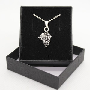 Grapes / wine berry juicy fruit- Sterling Silver curb chain necklace with Tibetan Silver pendant