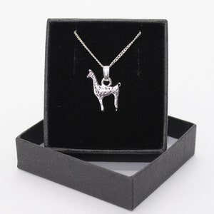 Llama Necklace: Sterling Silver Curb Chain, Tibetan Silver Charm
