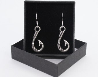 Hook Me Fishing Angler Sterling Silver Fish Hooks With Tibetan