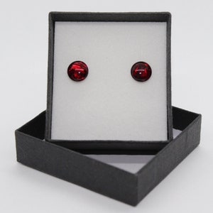 Red Abalone / Paua - Shell flat back stud earrings made with Sterling Silver fixings