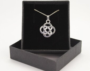 Small Celtic Knot - Sterling Silver curb chain necklace with Tibetan Silver pendant