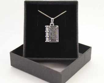Story Book necklace / reading librarian bookworm - Sterling Silver curb chain with Tibetan Silver pendant