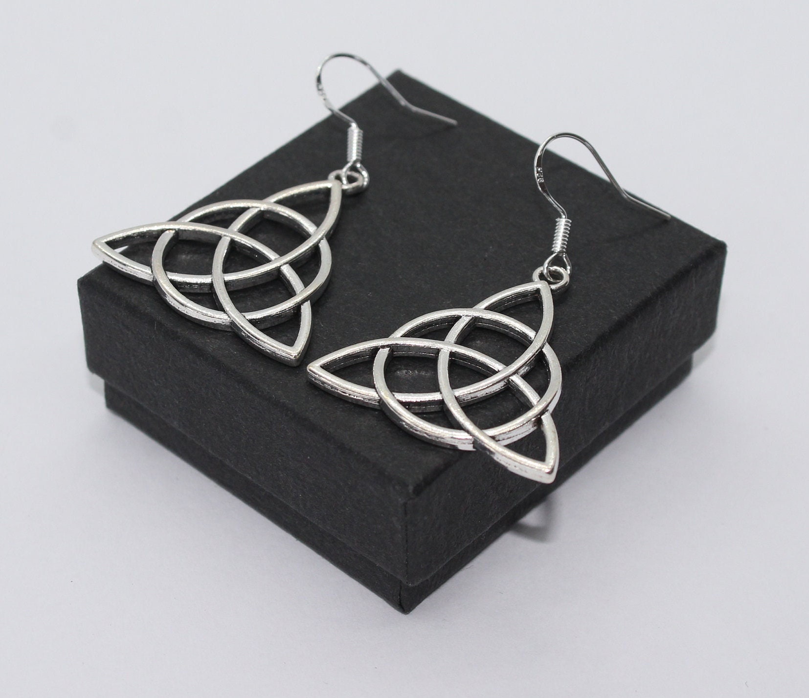 Celtic Trinity Knot - Sterling Silver Fish Hooks With Tibetan Silver ...