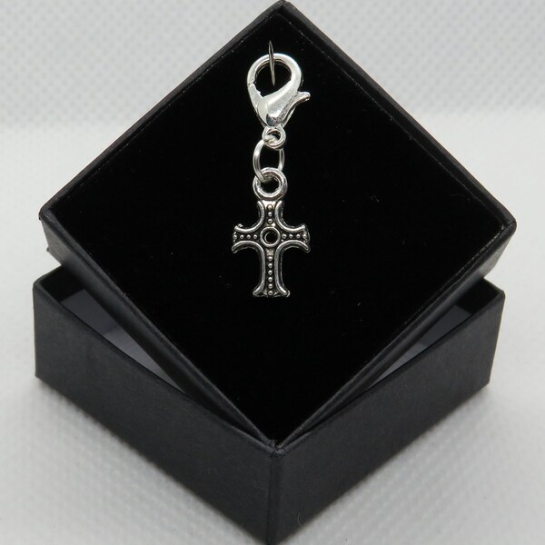 Ornate Cross - Silver plated Lobster Claw Clasp with Tibetan Silver Charm