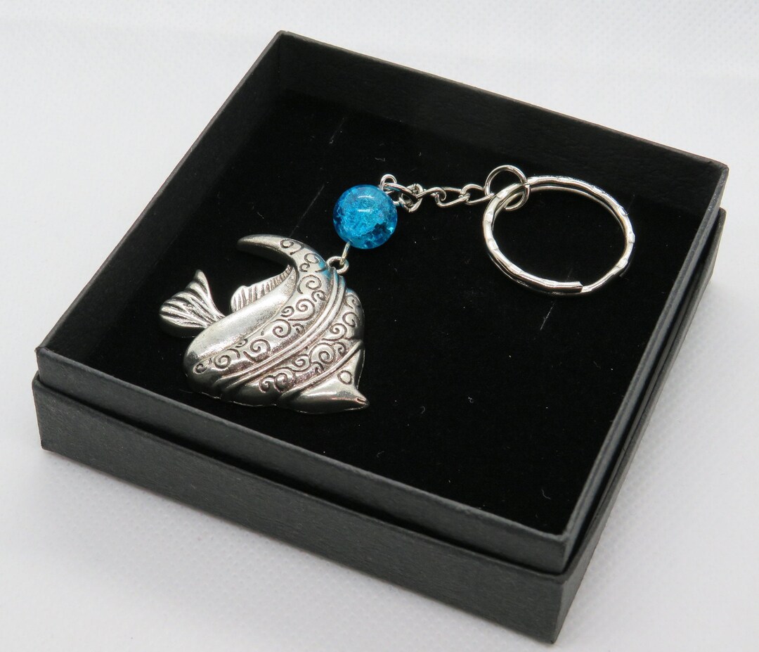 Tropical Fish - Silver Plated Key Ring With Tibetan Silver Charm and ...