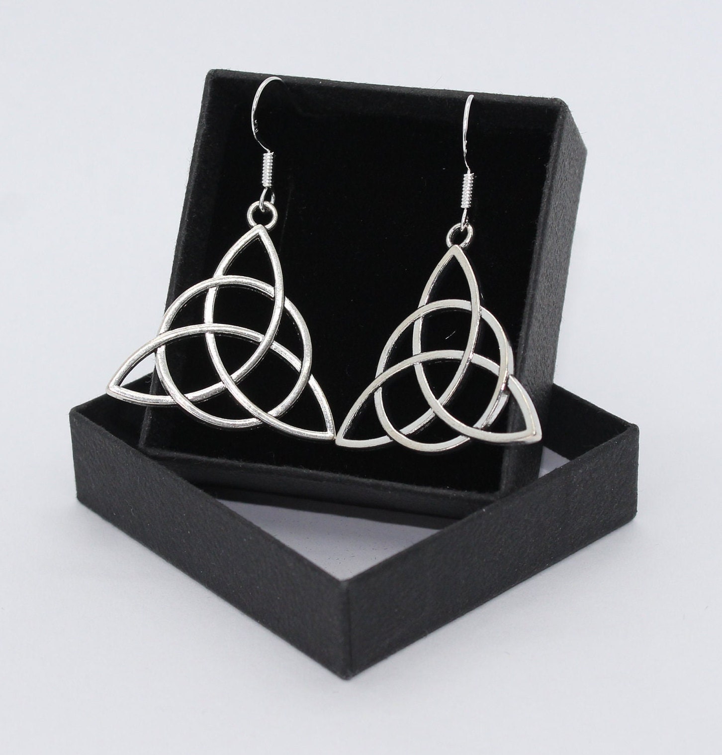 Celtic Trinity Knot - Sterling Silver Fish Hooks With Tibetan Silver ...