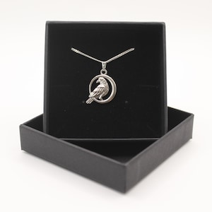 Bird in Hoop / tropical - Sterling Silver curb chain necklace with Tibetan Silver pendant