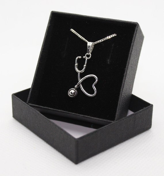 BELUCKIN Nurse Jewelry Set - Stethoscope Charm Necklace & Dangle Earrings, Heart Love Medical Gift For Women-716675