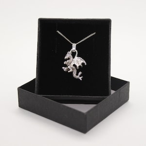 Welsh Dragon / Draig Wales - Sterling Silver curb chain necklace with Tibetan Silver pendant
