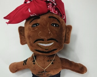Tupac Shakur Plush Toy 2pac Plushie Blue Bandanna Etsy - removable hats brand new roblox noob vs guest plush toy set