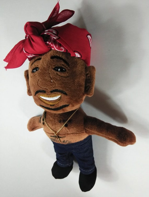 Tupac Shakur Plush Toy 2pac Plushie Red Bandanna - handmade plush roblox guest toy with removable hat